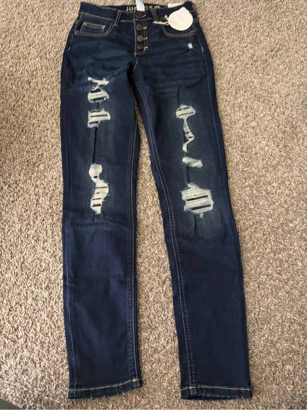 Justice Dark Blue Distressed Skinny jeggings